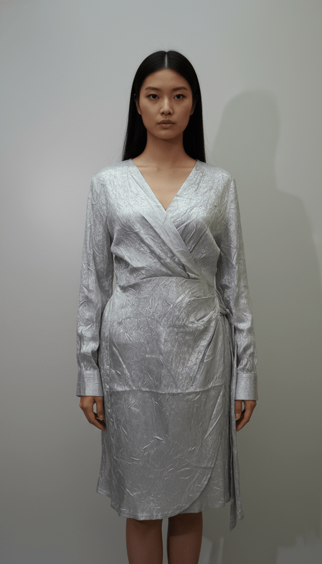 Rochie cu Decolteu Petrecut și Cordon în Talie - OK Lux. All rights reserved. - Dresses - 