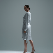 Rochie cu Decolteu Petrecut și Cordon în Talie - OK Lux. All rights reserved. - Dresses - 