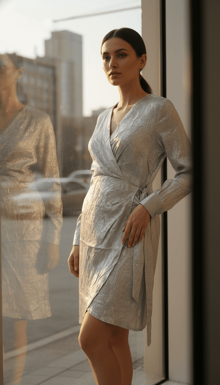 Rochie cu Decolteu Petrecut și Cordon în Talie - OK Lux. All rights reserved. - Dresses - 