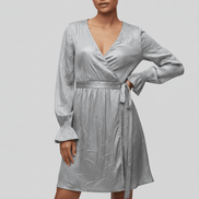 Rochie cu Decolteu Petrecut și Cordon în Talie - OK Lux. All rights reserved. - Dresses - 