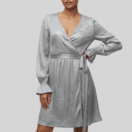 Rochie cu Decolteu Petrecut și Cordon în Talie - OK Lux. All rights reserved. - Dresses - 