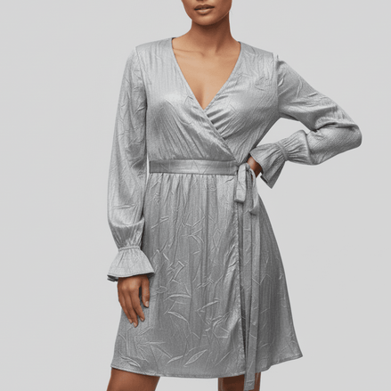 Rochie cu Decolteu Petrecut și Cordon în Talie - OK Lux. All rights reserved. - Dresses - 