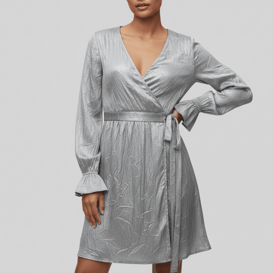 Rochie cu Decolteu Petrecut și Cordon în Talie - OK Lux. All rights reserved. - Dresses - 