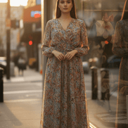 Rochie din Bumbac cu Decolteu în V și Croi Lejer - OK Lux. All rights reserved. - Dresses - 