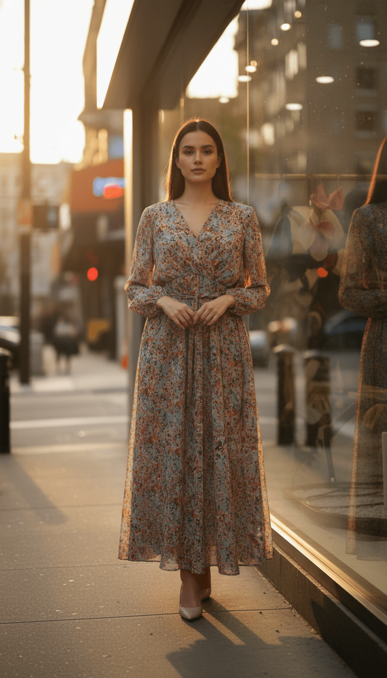 Rochie din Bumbac cu Decolteu în V și Croi Lejer - OK Lux. All rights reserved. - Dresses - 