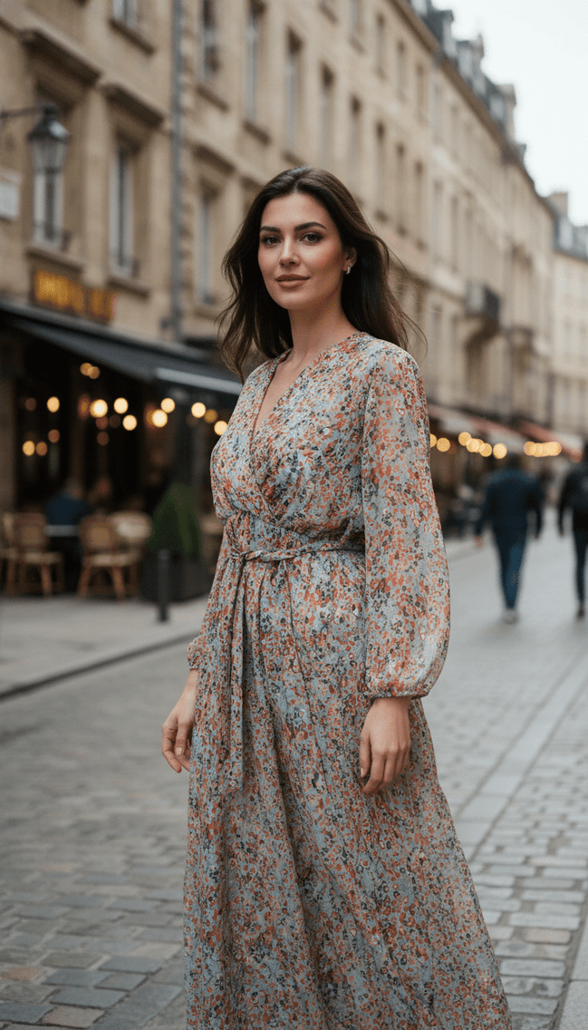 Rochie din Bumbac cu Decolteu în V și Croi Lejer - OK Lux. All rights reserved. - Dresses - 