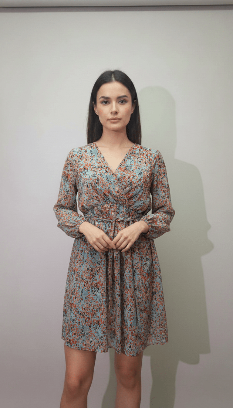 Rochie din Bumbac cu Decolteu în V și Croi Lejer - OK Lux. All rights reserved. - Dresses - 