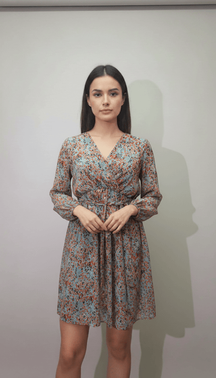 Rochie din Bumbac cu Decolteu în V și Croi Lejer - OK Lux. All rights reserved. - Dresses - 