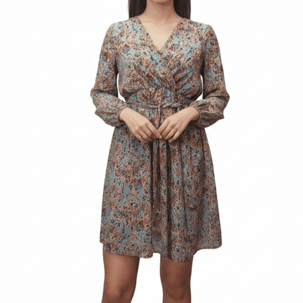 Rochie din Bumbac cu Decolteu în V și Croi Lejer - OK Lux. All rights reserved. - Dresses - 