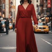 Rochie lungă fluidă aramiu camel - OK Lux. All rights reserved. - Dresses - CAMEL COPPER - 