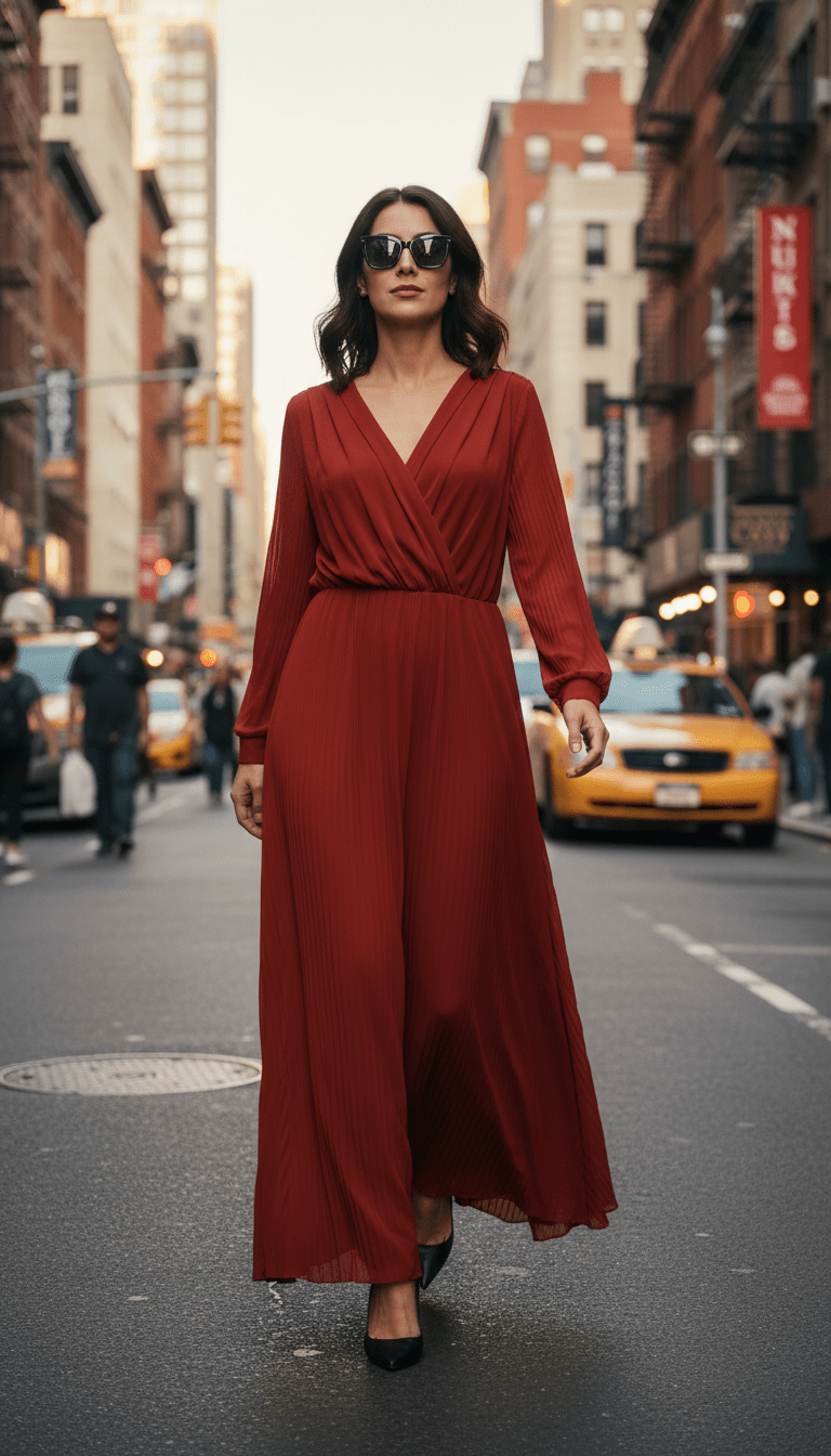 Rochie lungă fluidă aramiu camel - OK Lux. All rights reserved. - Dresses - CAMEL COPPER - 