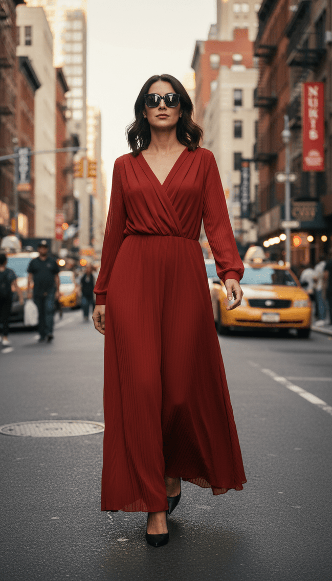 Rochie lungă fluidă aramiu camel - OK Lux. All rights reserved. - Dresses - CAMEL COPPER - 