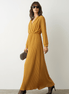 Rochie lungă galben muștar vibrant - OK Lux. All rights reserved. - Dresses - MUSTARD YELLOW - 