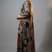 Rochie Maxi cu Decolteu în V, Imprimeu și Fir Lame - OK Lux. All rights reserved. - Dresses - 