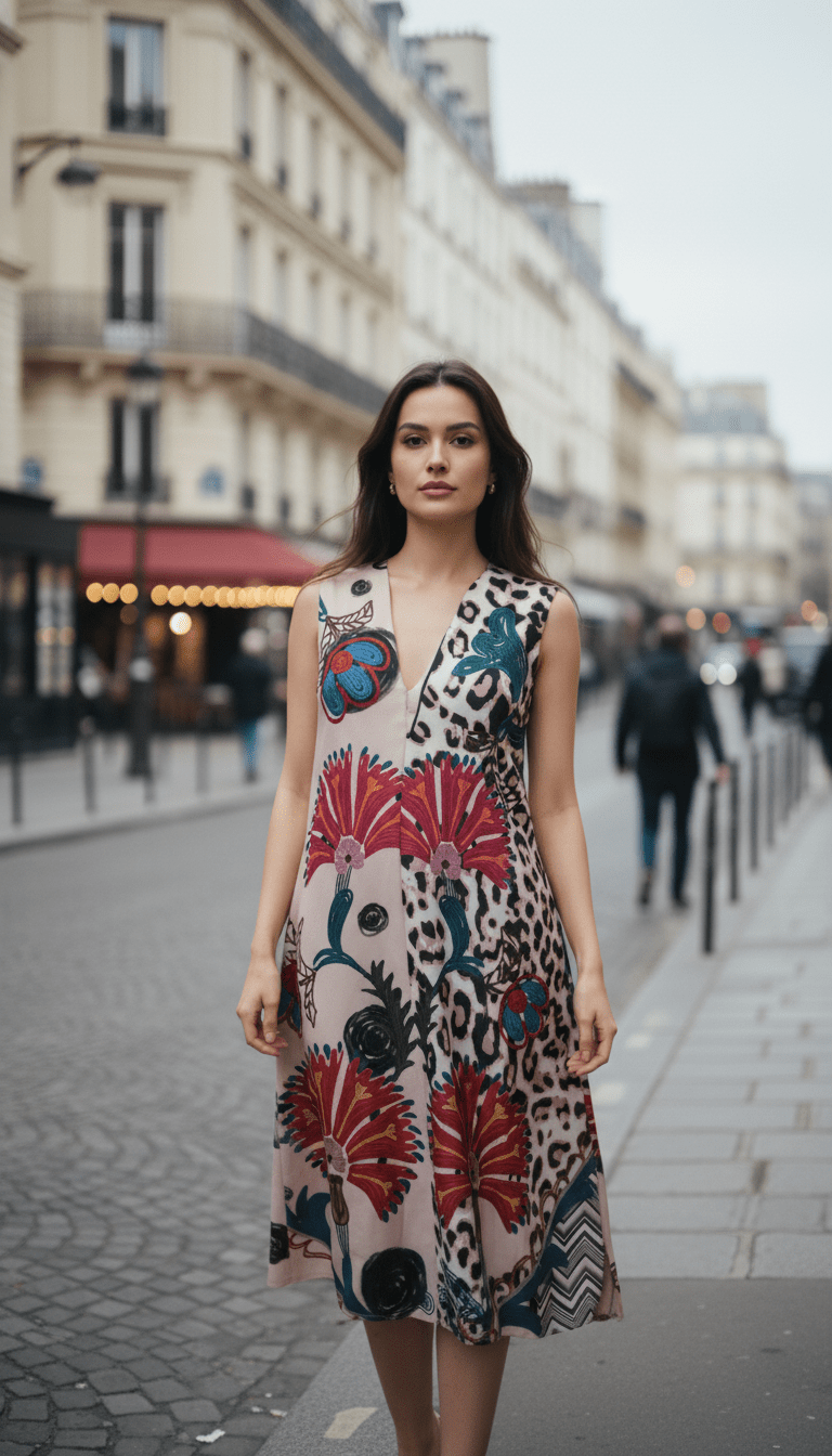 Rochie Maxi cu Decolteu în V, Imprimeu și Fir Lame - OK Lux. All rights reserved. - Dresses - 