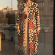 Rochie Maxi cu Decolteu în V, Imprimeu și Fir Lame - OK Lux. All rights reserved. - Dresses - 