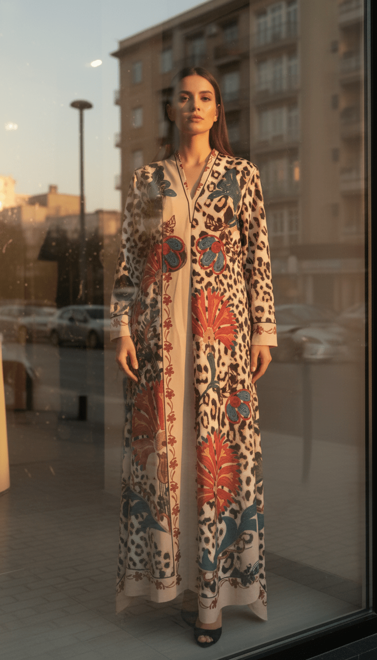 Rochie Maxi cu Decolteu în V, Imprimeu și Fir Lame - OK Lux. All rights reserved. - Dresses - 