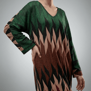 Rochie Maxi cu Decolteu în V și Imprimeu Subtil cu Fir Lame - OK Lux. All rights reserved. - Dresses - MULTICOLOR - 