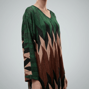 Rochie Maxi cu Decolteu în V și Imprimeu Subtil cu Fir Lame - OK Lux. All rights reserved. - Dresses - MULTICOLOR - 