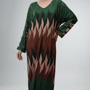 Rochie Maxi cu Decolteu în V și Imprimeu Subtil cu Fir Lame - OK Lux. All rights reserved. - Dresses - MULTICOLOR - 