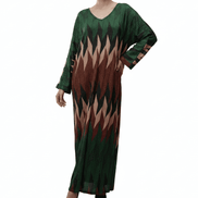 Rochie Maxi cu Decolteu în V și Imprimeu Subtil cu Fir Lame - OK Lux. All rights reserved. - Dresses - MULTICOLOR - 