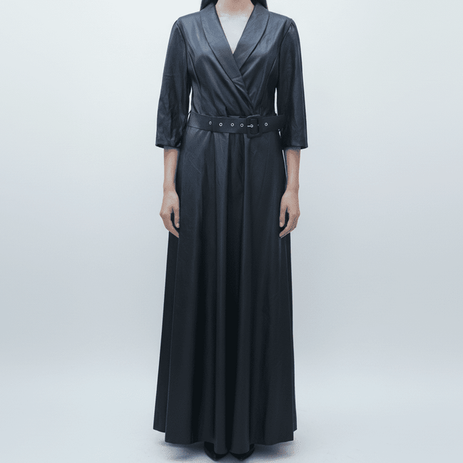 Rochie Maxi din Eco Piele cu Elastic în Talie – Eleganță Sofisticată - OK Lux. All rights reserved. - Rochii - 