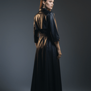 Rochie Maxi Eco Piele cu Dantelă și Elastic în Talie - OK Lux. All rights reserved. - Dresses - 