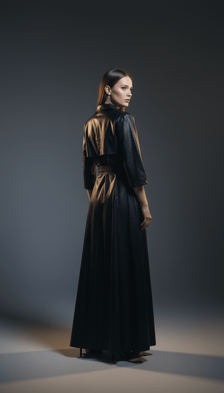 Rochie Maxi Eco Piele cu Dantelă și Elastic în Talie - OK Lux. All rights reserved. - Dresses - 