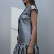 Rochie Metalizată cu Decolteu în V, Petrecută și Cordon - OK Lux. All rights reserved. - Dresses - 