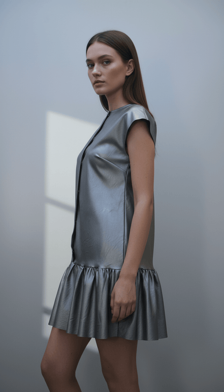 Rochie Metalizată cu Decolteu în V, Petrecută și Cordon - OK Lux. All rights reserved. - Dresses - 