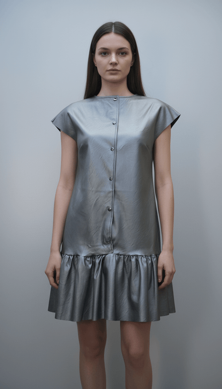 Rochie Metalizată cu Decolteu în V, Petrecută și Cordon - OK Lux. All rights reserved. - Dresses - 