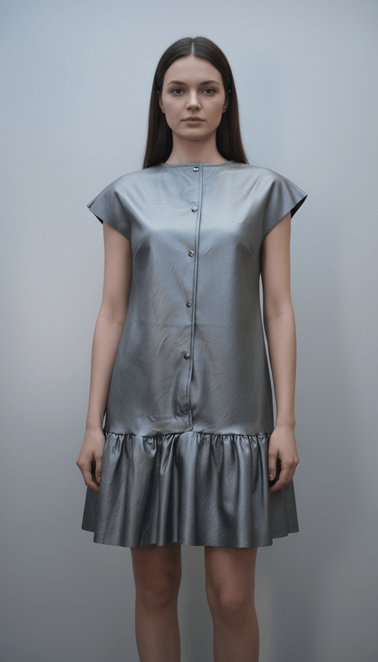 Rochie Metalizată cu Decolteu în V, Petrecută și Cordon - OK Lux. All rights reserved. - Dresses - 