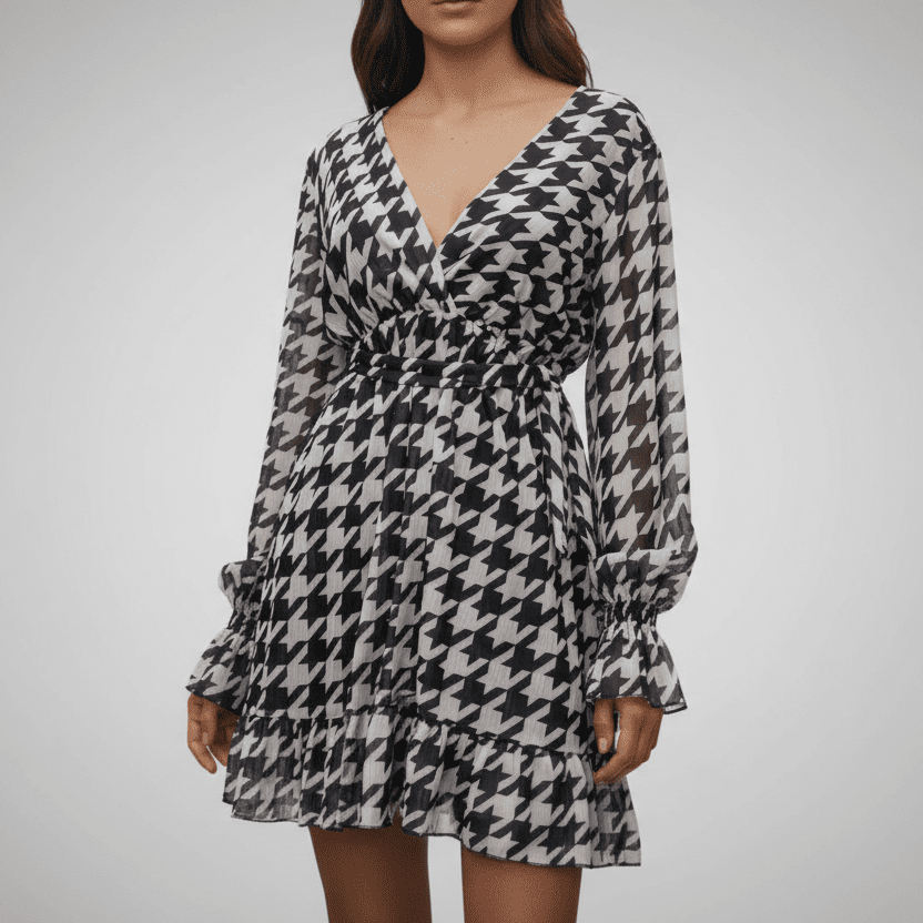 Rochie Mini Lejeră cu Decolteu în V - OK Lux. All rights reserved. - Dresses - 