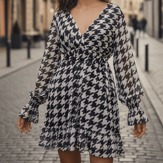 Rochie Mini Lejeră cu Decolteu în V - OK Lux. All rights reserved. - Dresses - 