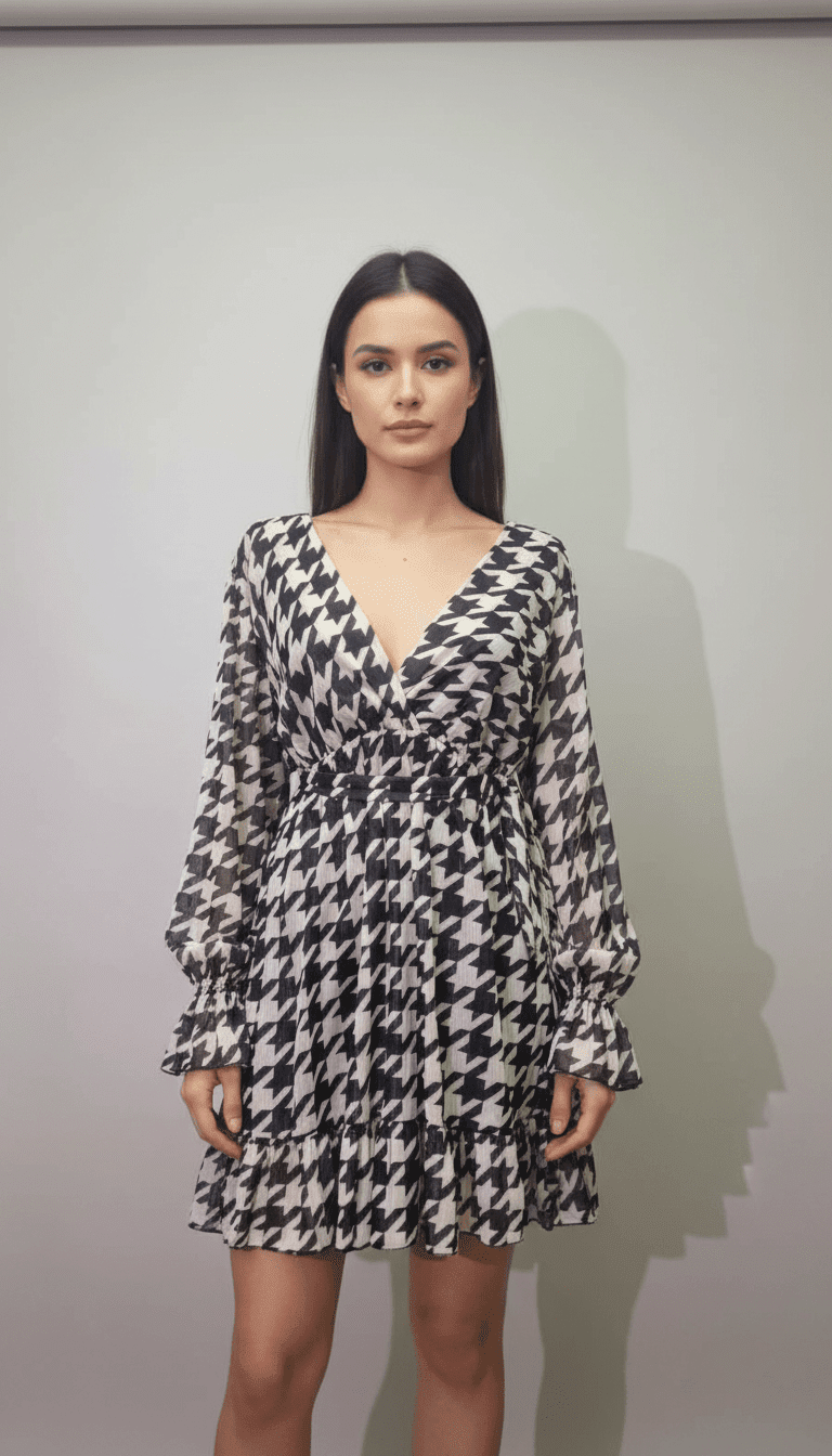 Rochie Mini Lejeră cu Decolteu în V - OK Lux. All rights reserved. - Dresses - 