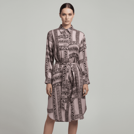 Rochie Tip Cămașă cu Nasturi și Cordon în Talie - OK Lux. All rights reserved. - Dresses - 