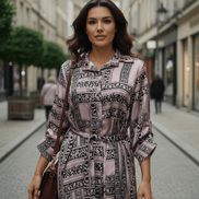 Rochie Tip Cămașă cu Nasturi și Cordon în Talie - OK Lux. All rights reserved. - Dresses - 