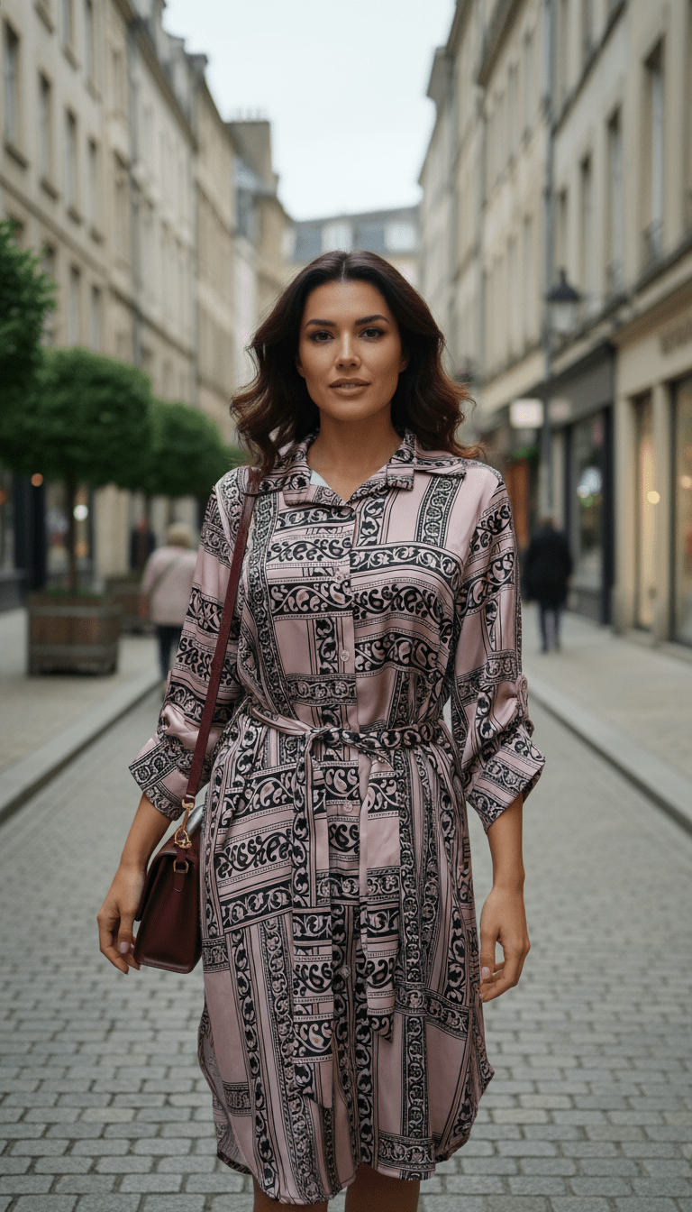 Rochie Tip Cămașă cu Nasturi și Cordon în Talie - OK Lux. All rights reserved. - Dresses - 