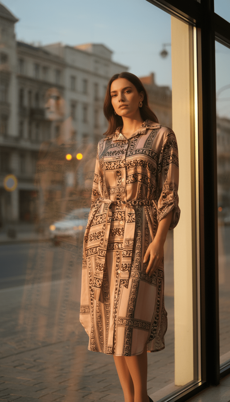 Rochie Tip Cămașă cu Nasturi și Cordon în Talie - OK Lux. All rights reserved. - Dresses - 