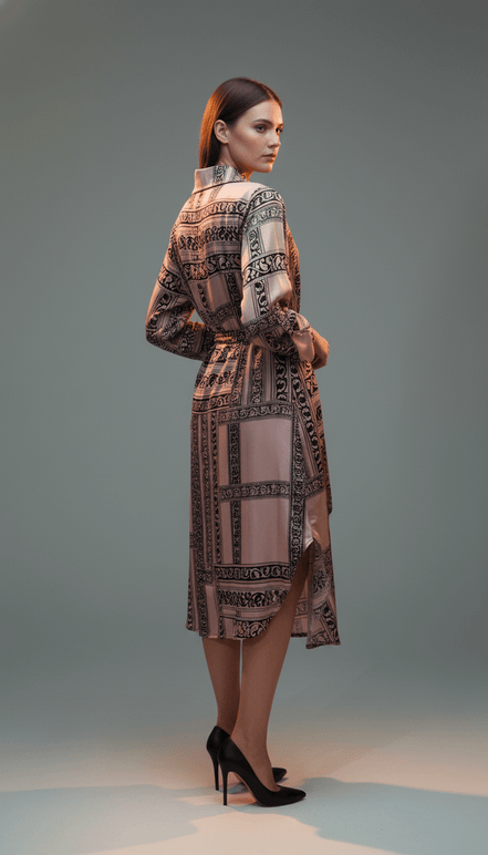 Rochie Tip Cămașă cu Nasturi și Cordon în Talie - OK Lux. All rights reserved. - Dresses - 