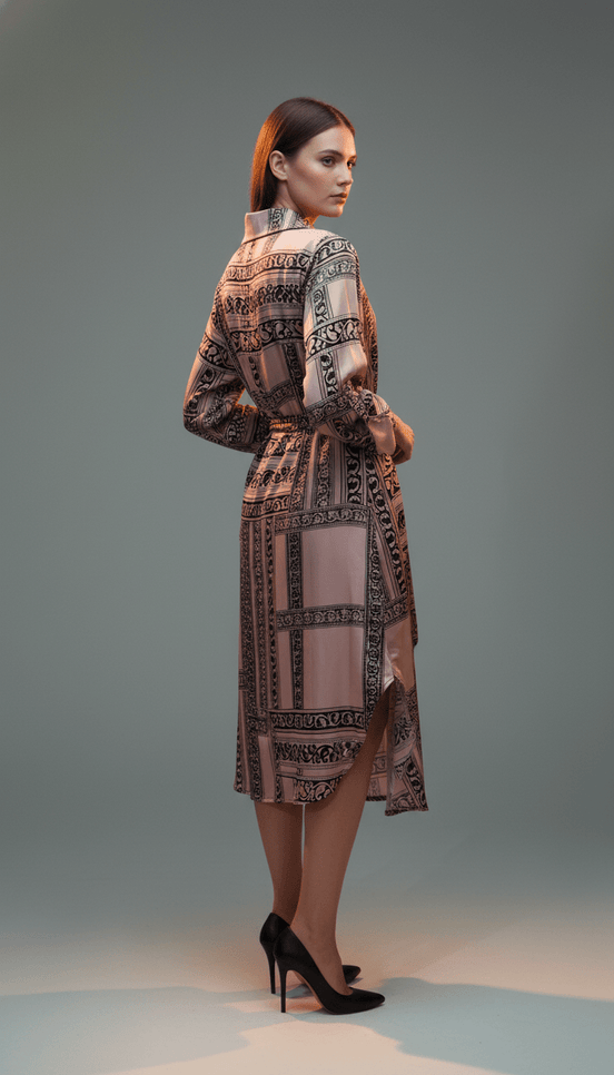 Rochie Tip Cămașă cu Nasturi și Cordon în Talie - OK Lux. All rights reserved. - Dresses - 