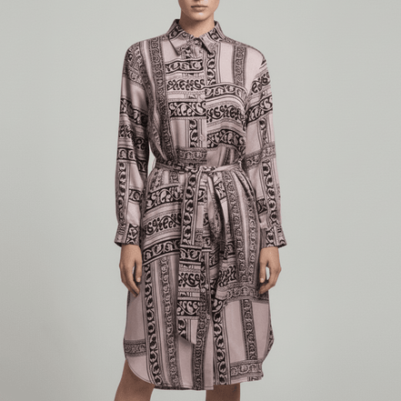 Rochie Tip Cămașă cu Nasturi și Cordon în Talie - OK Lux. All rights reserved. - Dresses - 