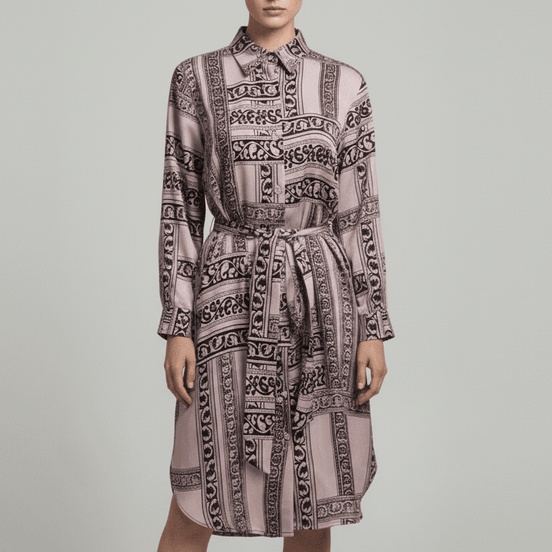 Rochie Tip Cămașă cu Nasturi și Cordon în Talie - OK Lux. All rights reserved. - Dresses - 