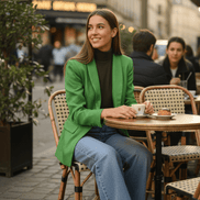 Sacou eco piele verde cu glugă - OK Lux. All rights reserved. - Tuxedos - GREEN - 