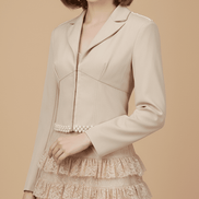 Sacou elegant bej accesorizat manual cu perle decorative - OK Lux. All rights reserved. - Jackets - 