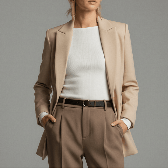 Sacou elegant bej cu croială clasică - OK Lux. All rights reserved. - Tuxedos - BEIGE - 