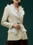Sacou Elegant Bej cu Volane din Dantelă și Perle Decorative - Laura Stoica - OK Lux. All rights reserved. - Tuxedos - 