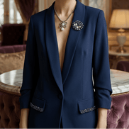 Sacou elegant bleumarin cu rever amplu si aplicatii din cristale - OK Lux. All rights reserved. - Tuxedos - 