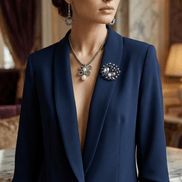 Sacou elegant bleumarin cu rever amplu si aplicatii din cristale - OK Lux. All rights reserved. - Tuxedos - 