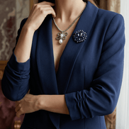 Sacou elegant bleumarin cu rever amplu si aplicatii din cristale - OK Lux. All rights reserved. - Tuxedos - 